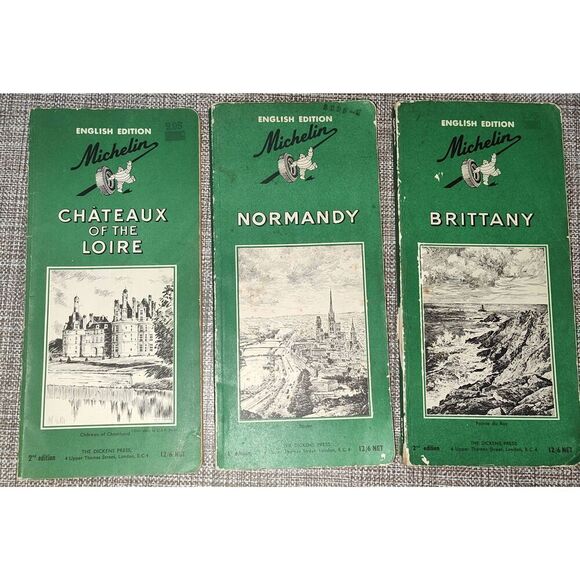 Lot of 3 Vintage Michelin Green Guides: Chateaux of the Loire, Brittany, Normand - Picture 1 of 8